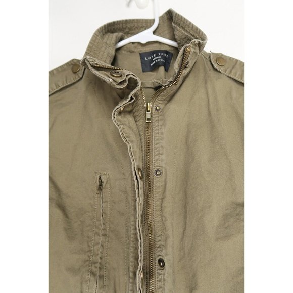 Love Tree Cargo Utility Military Jacket Full Zip Drawstring Waist Womens Medium - Picture 9 of 11